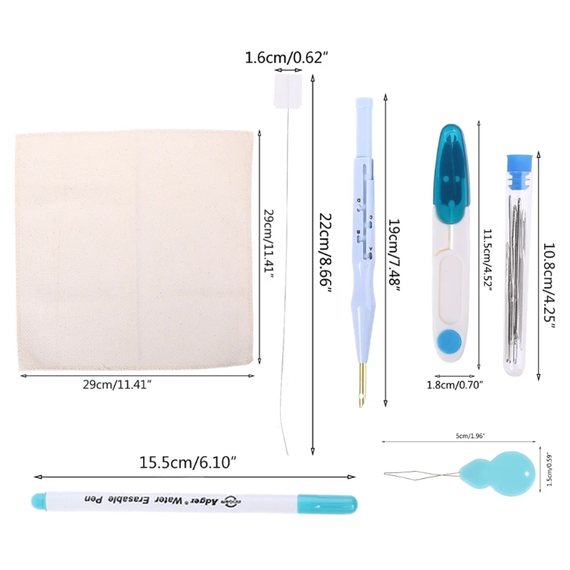 

Embroidery Pen Adjustable Rug Yarn Punch Needles Kit with Needle Cloth Threader Scissor Big Eye Blunt Needle Sewing Tool