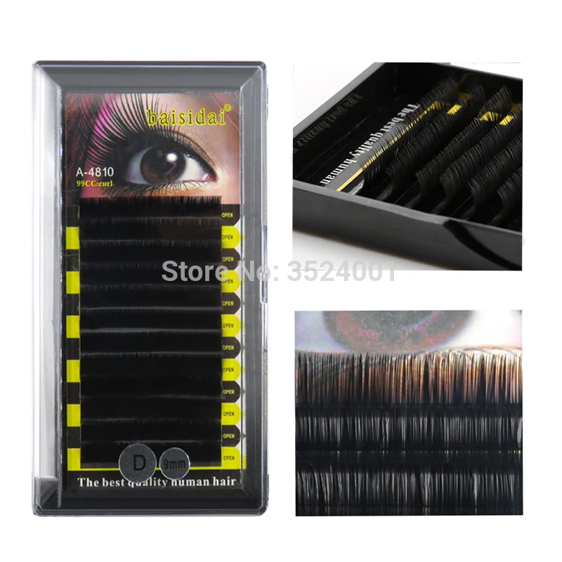 Free Shipping Wholesale!10 x D curl 0.10 8mm,10mm,12mm 12 Strips False Eyelashes Eyelash Extension