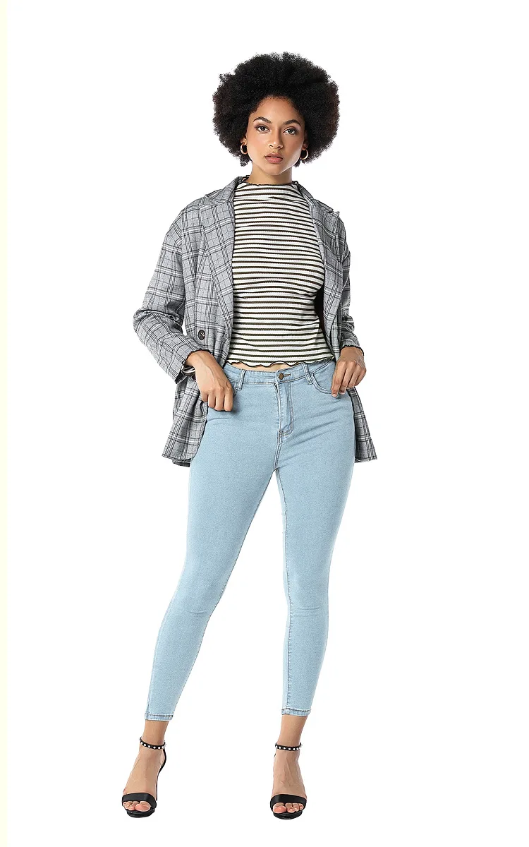 

2021 Water Wash Slim Fit Low Waist Casual Women's Jeans Polyester Cotton Elastic Jeans