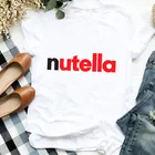 Новые летние Harajuku Nutella печатных футболка с О-образным воротником и эстетику Футболка Повседневная футболка с короткими рукавами в уличном стиле для женщин футболки