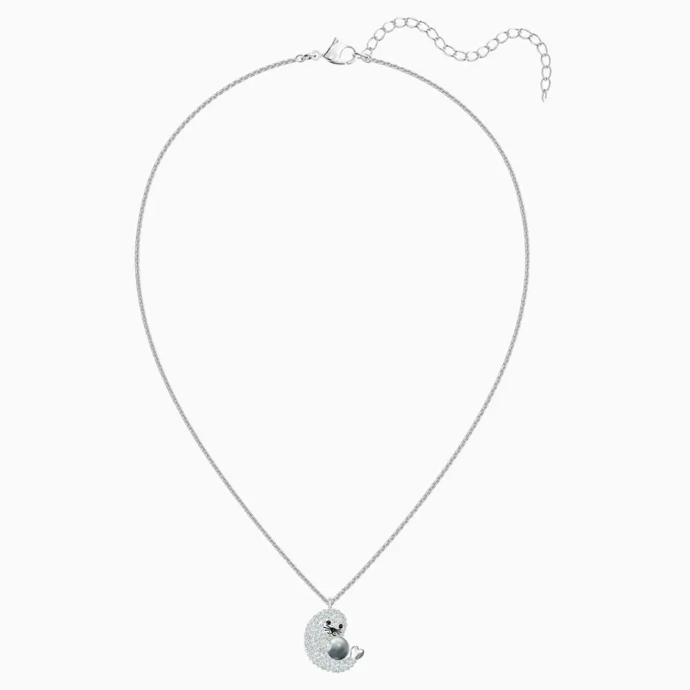 

Fashion Jewelry SWA New POLAR Pendant Seal Shape Low Temperature Ceramic Inlaid White Gold Chain Women's Luxury Jewelry Gif