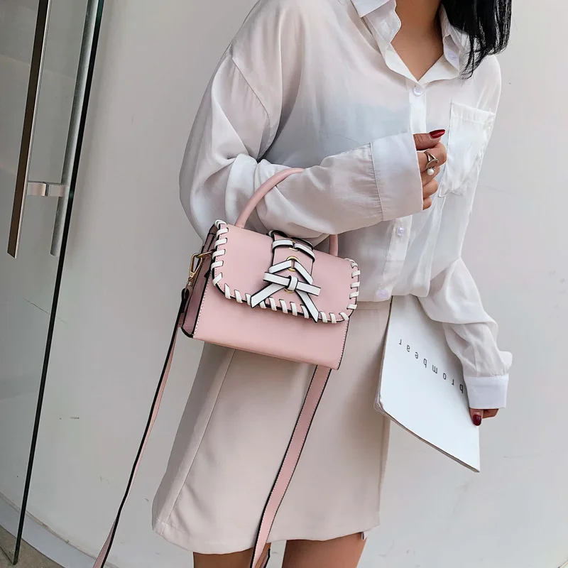 New Forestry Butterfly Knot Knitted Single Shoulder Bag with Texture Oblique Square in 2019 | Багаж и сумки