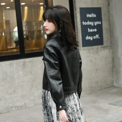 MESHARE Women Genuine Sheep Leather Jacket New Casual Square Collar Real Leather Jacket R39