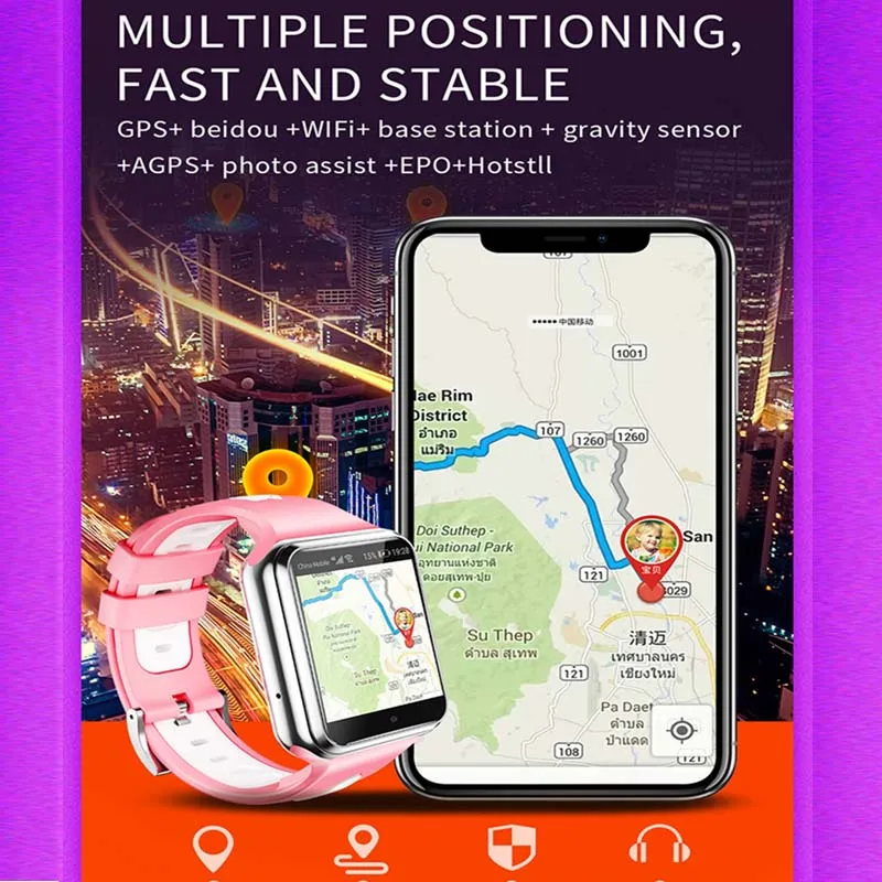 W5 студенческие Смарт-часы 4G телефон Android система Wifi GPS местоположение Bluetooth