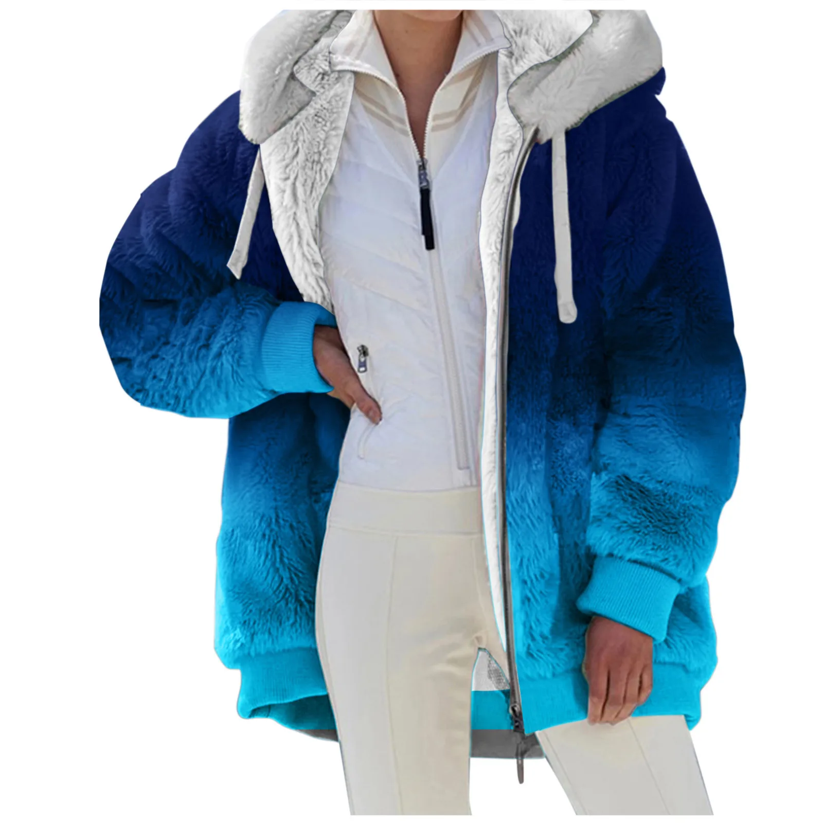 

Women's Coat Stitching Three-Dimensional Pocket Cute Hooded Pullover Sweatershirt Soft Artificial Wool Coats Coat Jacket