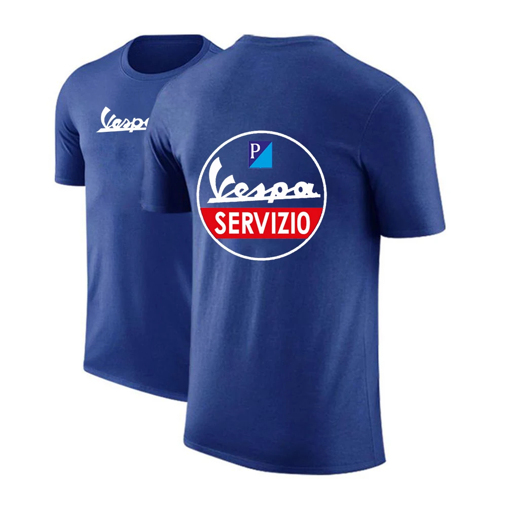 

2021 Summer Man Vespa Logo Customize Tshirt Unisex Cotton Hip Hop Popular Print Tops Solid Color Short Sleeves Tee