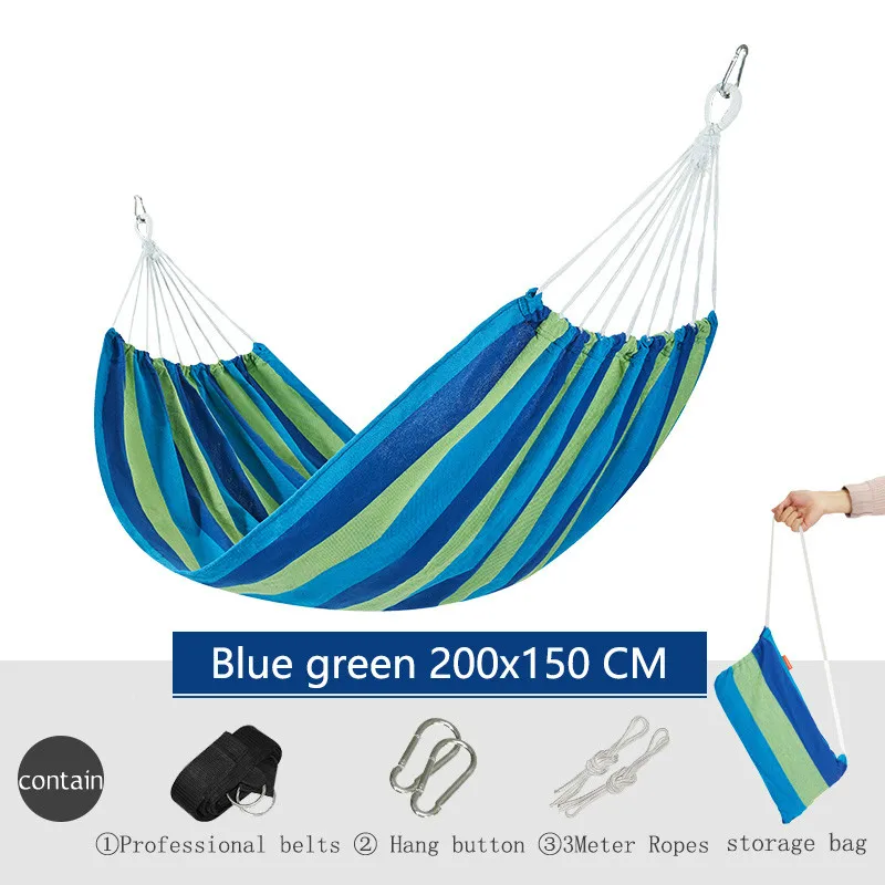 Повседневные холщовые гамаки на 2 человек подвесная койка в полоску для кемпинга
