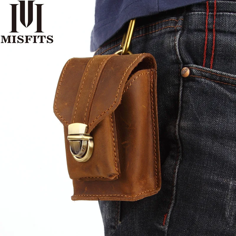 MISFITS 2020 натуральная кожа Мужские поясные сумки чехол для телефона