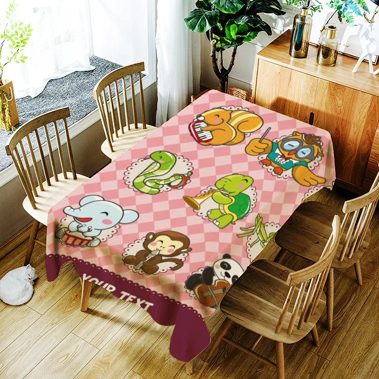 

Washable waterproof printing cute cartoon animal pattern household tablecloth