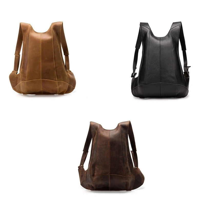 

Men's Backpacks Leather Shoulders Anti-Theft Rear Zipper Mobile Phone Bag