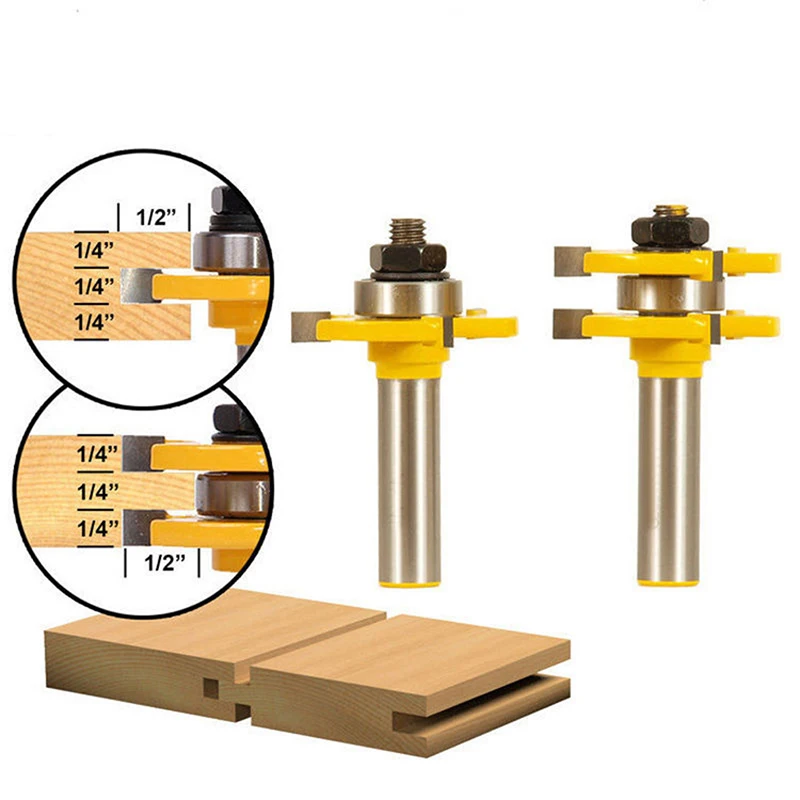2 PCS/ Set Shank Bit Tongue And Groove Router Wood Milling Cutter Flooring Knife | Инструменты