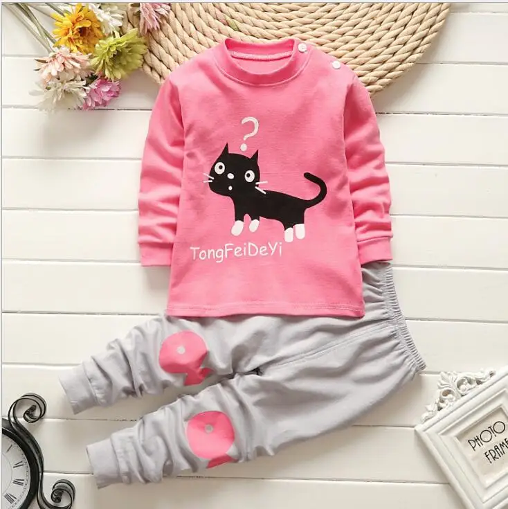 Лоллас осенний Новый мультяшный комплект одежды для маленьких мальчиков Одежда