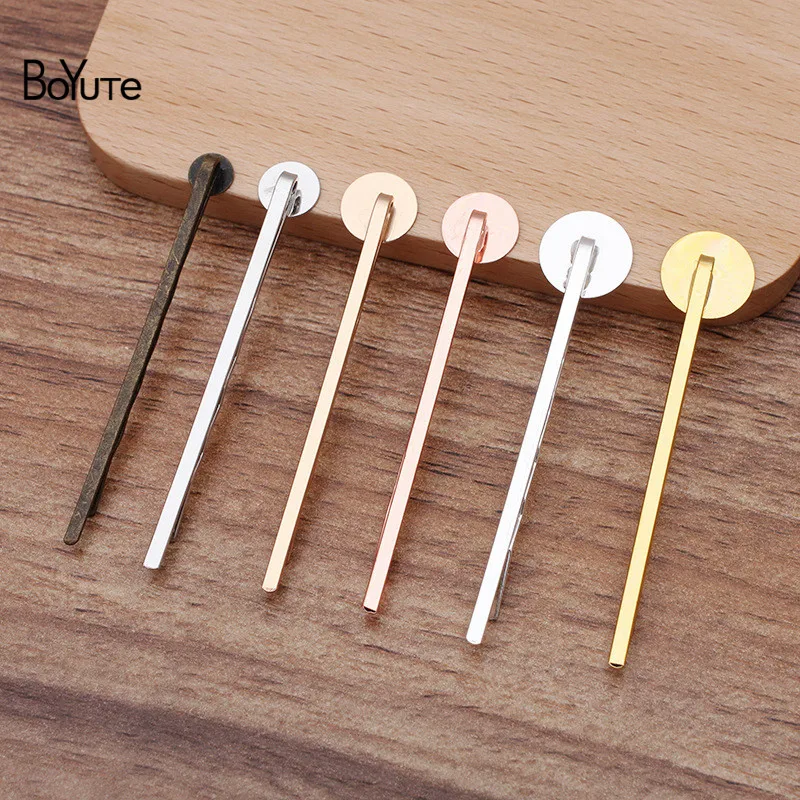 BoYuTe (50 Pieces/Lot) 7 Colors Round 6MM 8MM 10MM 12MM Cabochon Base Hair Clip Women Diy Accessories | Украшения и аксессуары