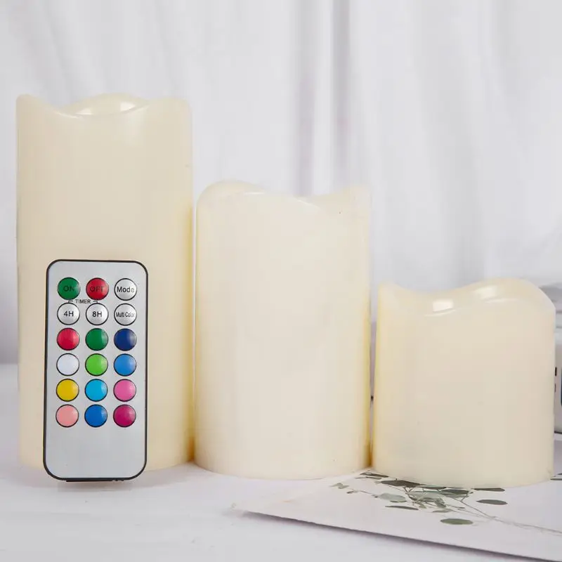 

1 Set Flameless LED Pillar Candle Night Light With RGB Remote Control Wax Candle For Wedding Decoration Christmas Candle