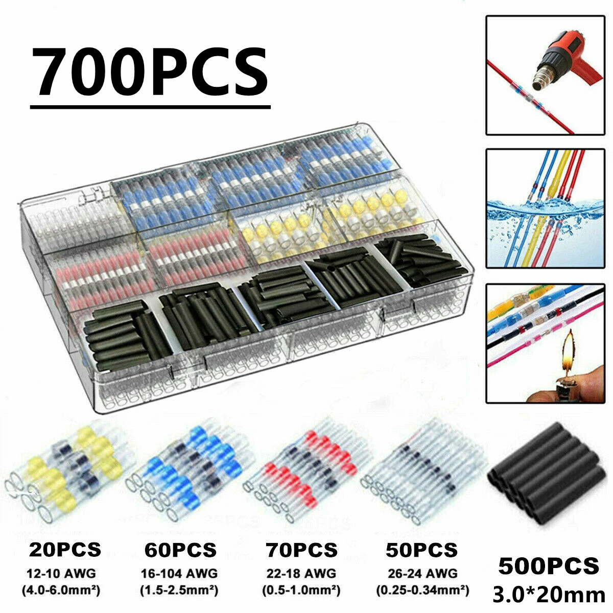 

700/350 шт провода для пайки Разъемы-Терм усадочная припоя стыковые Соединители-припоя разъем и лекарственных средств (FDA Автомобильная морско...
