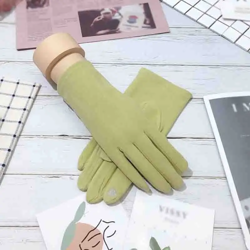 

Faux Cashmere Touch Screen Gloves Outdoor Riding Mittens Women Wintin Driving Gloves Cycling Windproof Full Finger Gloves Solid