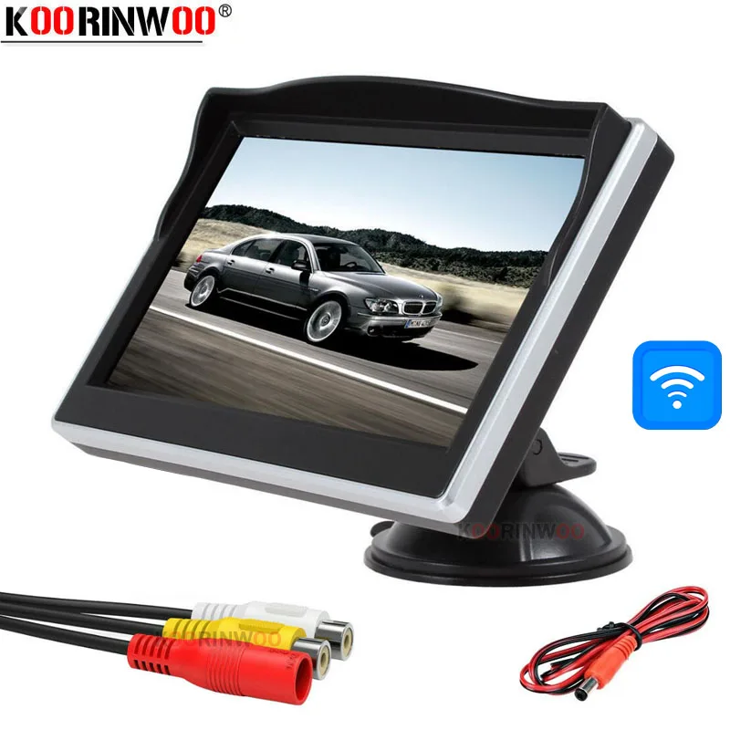 Koorinwoo 5 Inch Car Monitor TFT LCD Digital Display Screen Car Rear View Monitor Mirror Support VCD DVD Parking Camera System