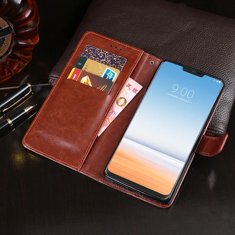 Чехол-книжка для LG G7 Plus ThinQ кожаный с магнитной застежкой рисунком Crazy Horse