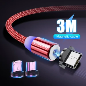 Кабель для зарядки магнитный Lovebay, Micro-USB Type-C Lightning, 2.4A, 0.5 1 2 3 м