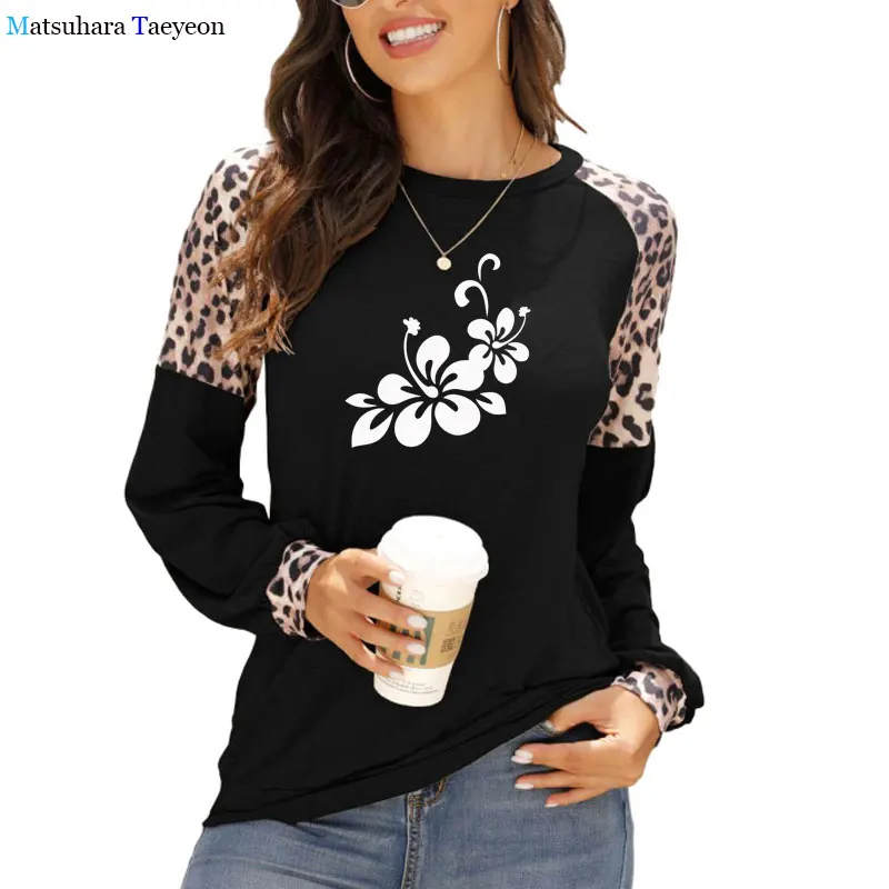 

Женская футболка с забавным цветочным принтом, Повседневная Свободная рубашка с длинным рукавом, пуловер для женщин, осень размера плюс, 2020