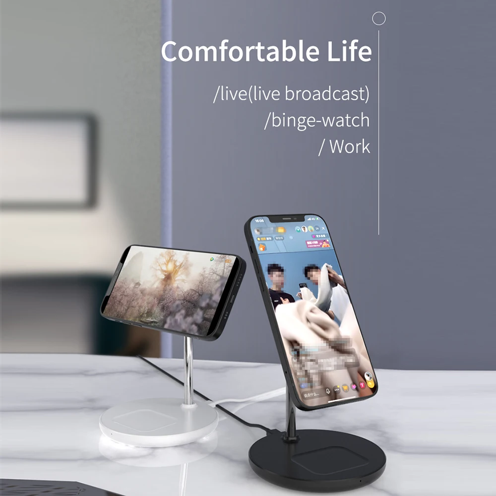 bonola 2 in 1 magnetic wireless charger for iphone 12 pro 11samsung s21 note 15w wireless charger for apple airpodssamsung bud free global shipping