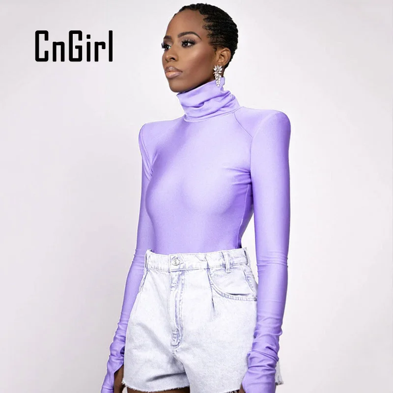 

Cngirl Elegant Office Lady Tight Bodysuit Rompers Women Jumpsuit Fashion Turtleneck Long Sleeve Skinny Body Suit Female Overalls
