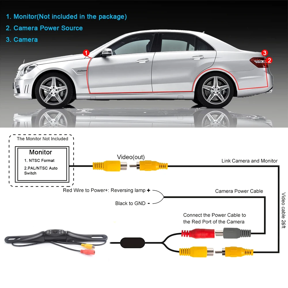Беспроводная камера ночного видения ИК заднего вида ЕС рамка номерного знака