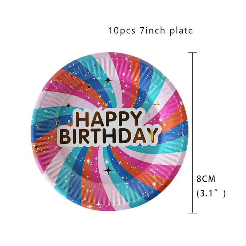 

Happy Birthday Disposable Tableware Cups Plates Set Birthday Party Decorations Kids Boy Girl Baby Shower Decor Supplies