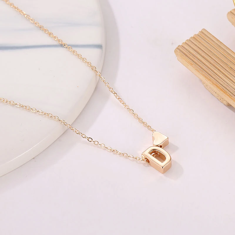 

Fashion Tiny Heart Dainty Initial Necklace Gold Silver Color Letter Name Choker Necklace For Women Pendant Jewelry Gift