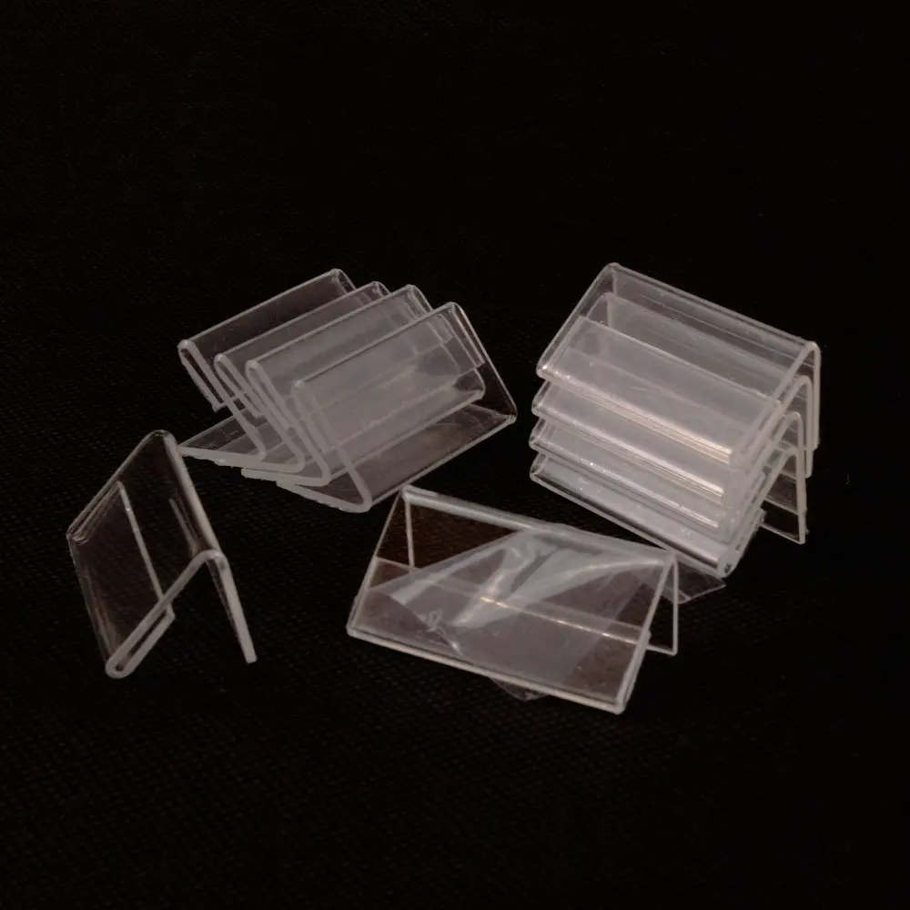 Transparent Display Stand 25pcs Mini Sign Holder Price Card Tag Label Counter Top 20*40mm Hold Acrylic | Дом и сад