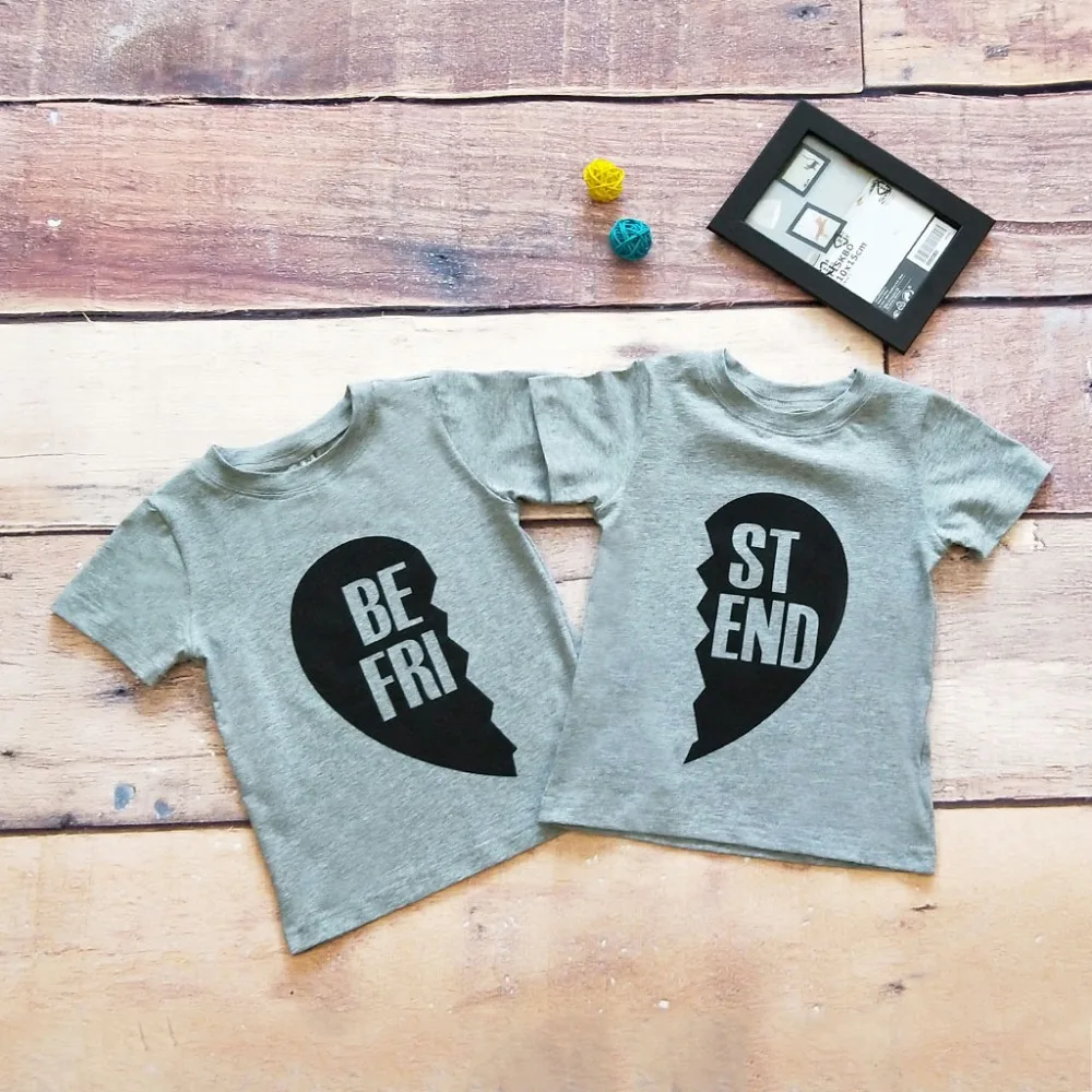 Модная Детская футболка с коротким рукавом из хлопка принтом Лучший Друг высокое