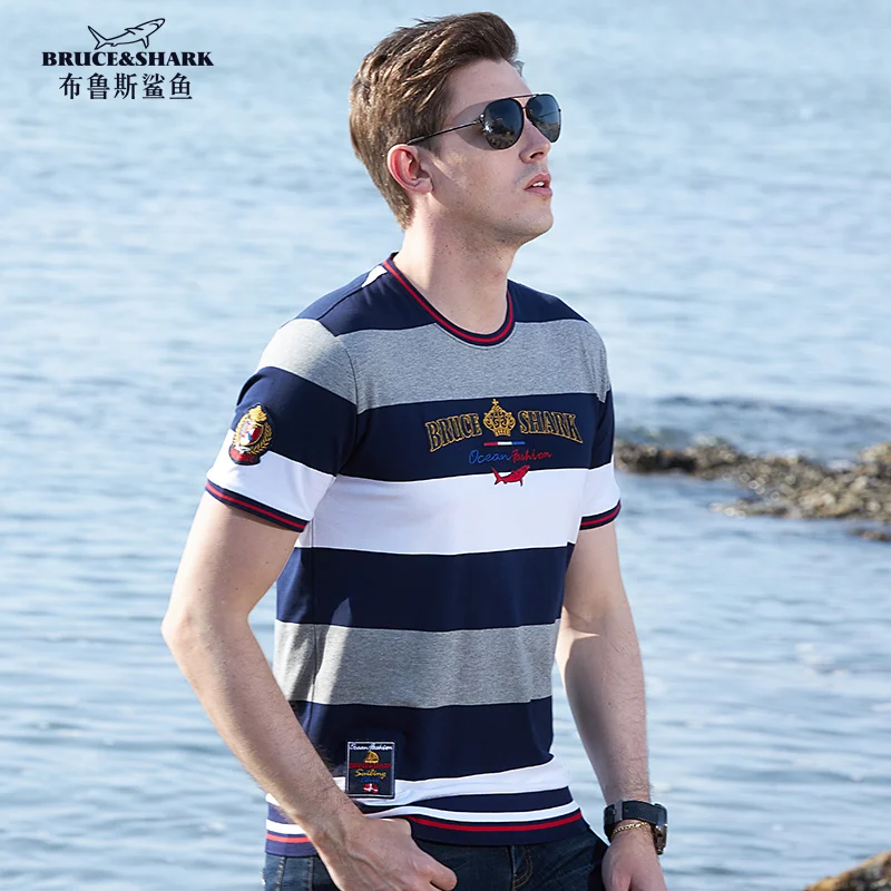 Мерсеризованная Хлопковая мужская футболка модные мужские топы с вышивкой Брюса