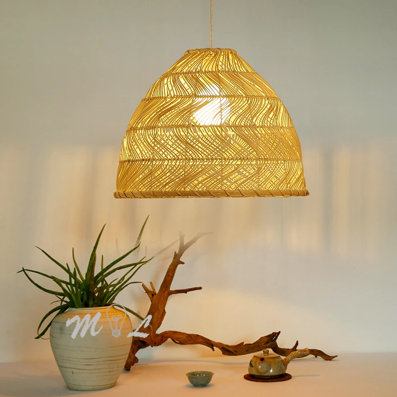 Подвесной светильник в японском стиле лампа из натурального ротанга для