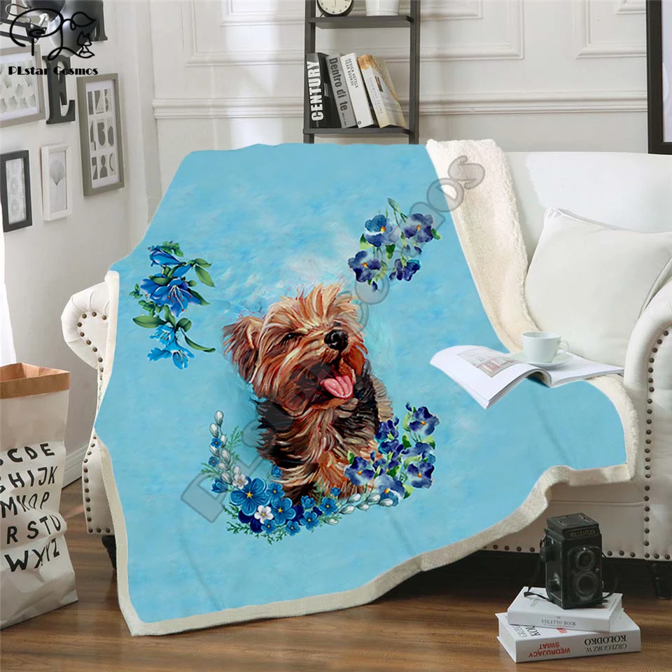 

Plstar Cosmos Pet dog flower puppy funny character Blanket 3D print Sherpa Blanket on Bed Home Textiles Dreamlike style-5