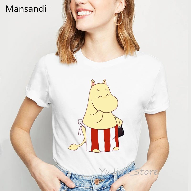 Moomins, футболка с надписью на день, футболки с графическим принтом, женские модные Забавные футболки, Женская Футболка harajuku tumblr, топы, футболка femme