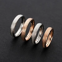 charm stainless steel frosted rose gold rings plating trendy couple rings wedding bands party jewelry gift