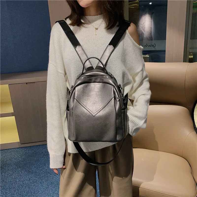 

Solid Color PU Leather Backpacks For Women 2020 Fashion Female Small Backpack Lady Back Pack For School Teenagers Girls