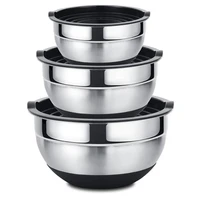 stainless steel mixing bowls salad bowl non slip stackable serving bowl with airtight lids for kitchen cooking bakinget
