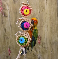 parrot accessories bird toy rattan climb bite chew with hanging swing bell pet supplies for parakeet cockatiel birds toys