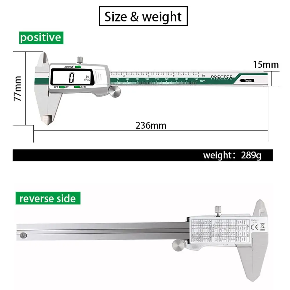 

LCD Digital Display Vernier Calipers High Precision Stainless Steel Measuring Instruments for Installation Renovation Work