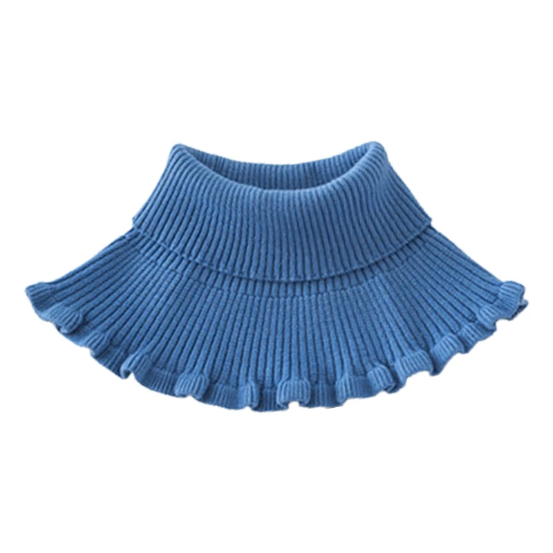 

Turtleneck Ribbed Knit False Collar Dickey Solid Ruffles Detachable Scarf Wrap