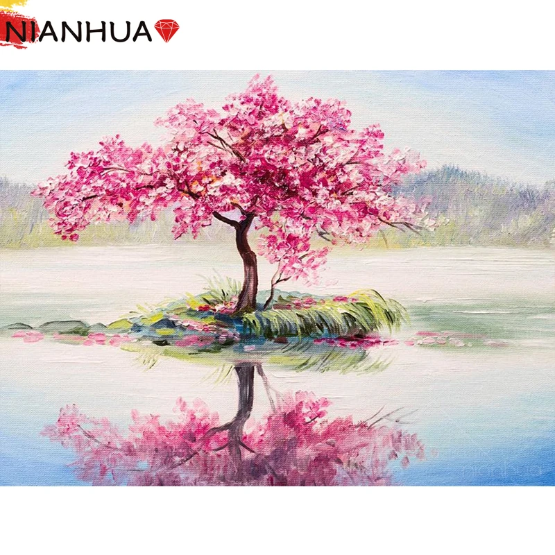 

5D Diamond Painting Peach Tree Outer World Pastoral Mosaic Mural Manual DIY Set Embroidery Square Round Gift Home