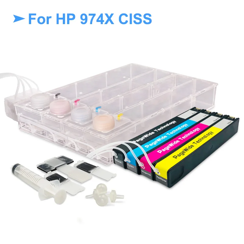 974X CISS Set V8 новейший 974 ARC чип для hp 974 974X 974XL СНПЧ автоматический сброс чип для hp PageWide Pro 352dw 377dw 452dn 452dw 477dn 477dw 552dw - Цвет: 974X CISS Set