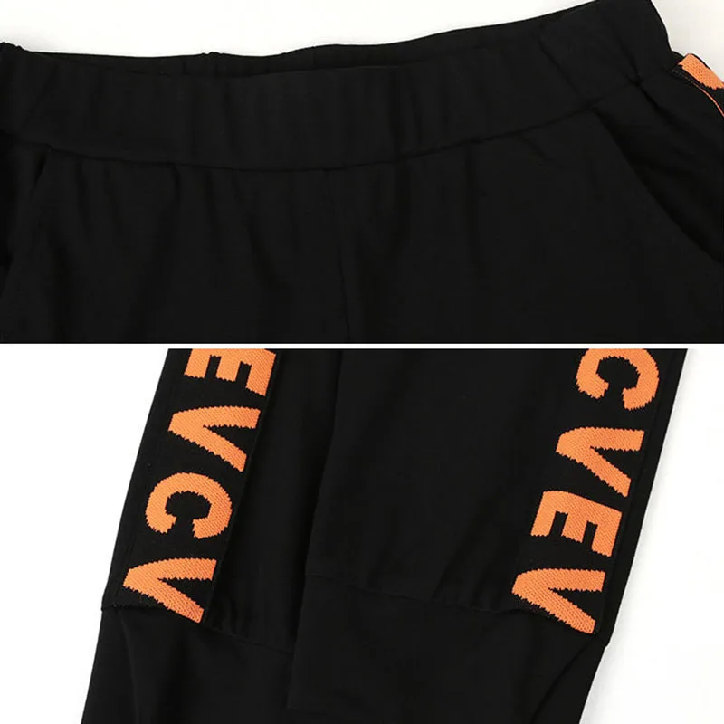 

Fashion Letter Side Striped Stand Collar Tracksuit Women 2021 Summer Casual Short Sleeve Jogging Sweat Suit Sports Two Piece Set