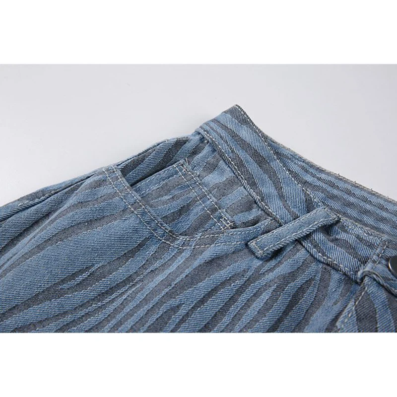 Джинсы женские в полоску зебры винтажные мешковатые штаны-султанки из денима с