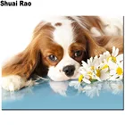 Картина для рукоделия с изображением кавалеров, Чарльза, спаниеля, маргаритки, алмазная вышивка, картина для стразы, Алмазная мозаика 5d, декор для вышивки крестом