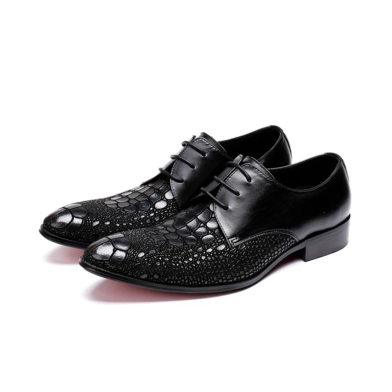 Новые Мужские модельные туфли из натуральной кожи с узором черных камней модные