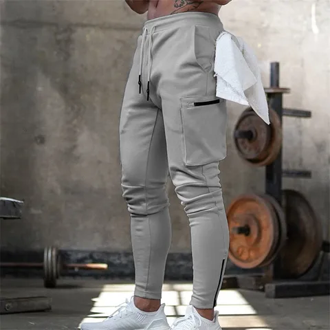 Мужские спортивные штаны для бега, мужские спортивные штаны для тренировок, фитнеса, хлопковые брюки, мужские повседневные модные облегающие тренировочные штаны на молнии, дизайнерские брюки