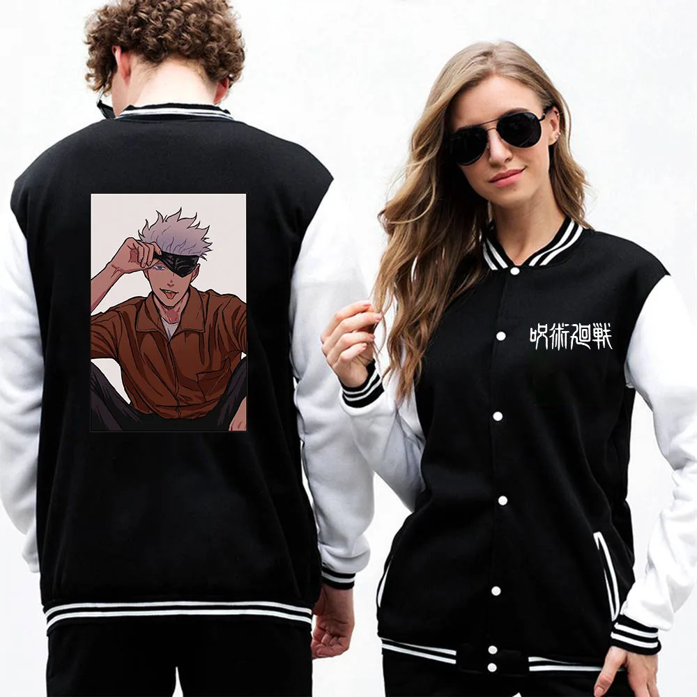 

Jujutsu Kaisen Anime Gojo Satoru Men Sportswear hip hop Casual Baseball Uniform Fashion Loose coat Harajuku Fleece Soft Jacket