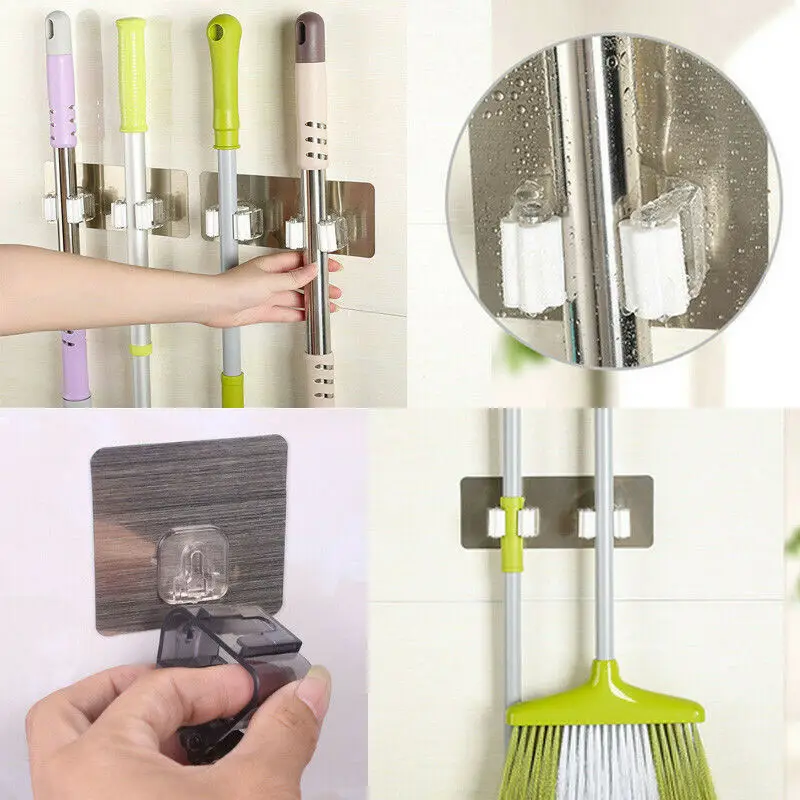 

Wall Mounted Mop Organizer Holder Brush Broom Hanger Storage Rack Kitchen bathroom Tools